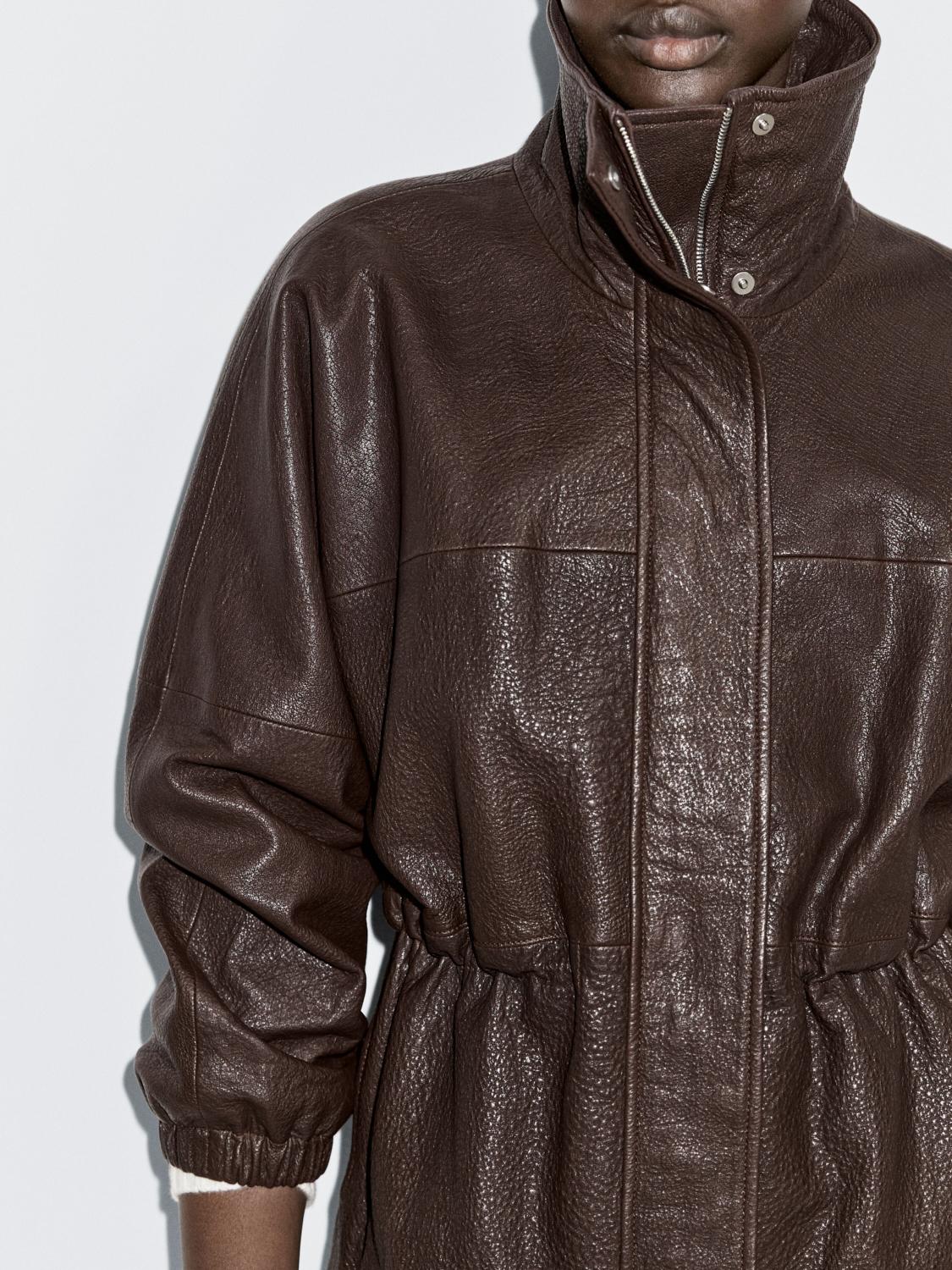 Nappa leather jacket with grainy finish